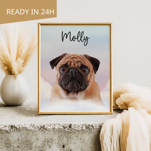 Pet memorial gift, Pet portrait, Pet painting, pet loss gift, Dog painting, custom dog portrait, cat portrait, pet portrait from photo