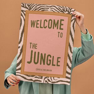 Printable Welcome to the Jungle Animals Poster Decor Birthday Party Digital Template Modern Instant Download Animal Print Wild One Birthday