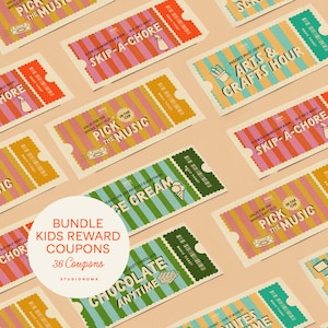 Bundle of 36 Printable Kids Reward Coupons Kid Chore Reward Tickets Reward System Coupon Templates Good Kids Behavior Rewards Chore Coupons