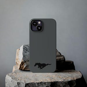 Ford Mustang Logo iPhone Case: Slim, Camera Protective, Minimalist Grey