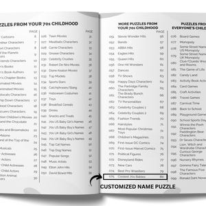 Custom 1970s Word Search Book • Personalized Name Edition • Retro 70s Nostalgia Puzzles for Adults • Unique Birthday or Christmas Gift immagine 4