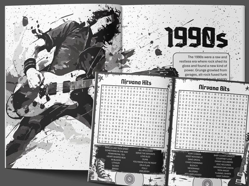 Personalized Rock Music Word Search Book • Custom Name Gift for Rock ...