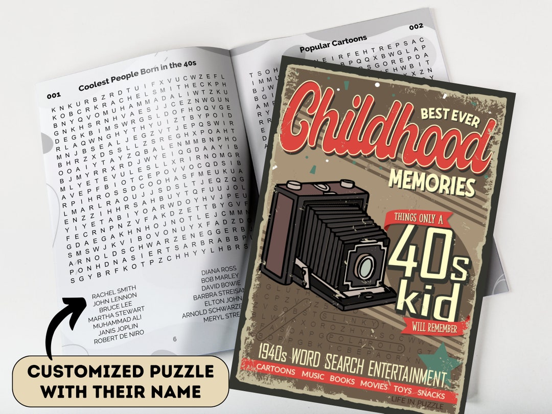 1940s Custom Word Search Book Best Ever Childhood Memories 1940s Word ...