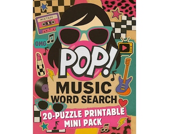 Pop Music Word Search • 20 Printable Hit-Song Puzzles • Retro Icons, MTV Classics & Modern Viral Hits • Fun Music Activity for All Ages