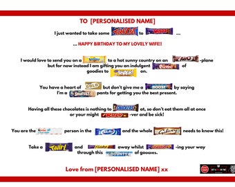 Personalised Chocolate Poem Message Hamper Box, Chocolate Hamper Box, Chocolate Box, Wife Birthday Chocolates, Wife Birthday Chocolate Boxes