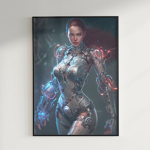 Female Cyborg 1 | AI Art | Digital Art | Wall Art | Digital Download | AI Assisted Art | Midjourney Art | Home Decor | Unique Abstract