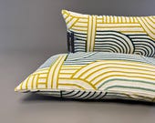 MYLENE Dekokissen | Grafisches Kissen in Mint & Honig aus Baumwolle | OEKO-TEX | vegan