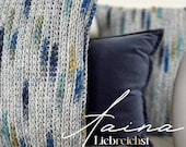 AAINA Häkelkissen | Gehäkeltes Unikat  Boho Zierkissen grau blau | Handgemachtes Sofa Kissen im Scandi Stil | Boho Stil