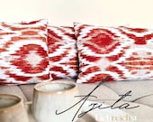 AZITA Dekokissen | Ethno Kissen mit Rautenmuster | Orientalischer Boho Stil | Vegan & mit Füllung | Rost Kupfer Taupe | Baumwolle