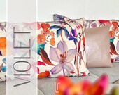 VIOLET Dekokissen, Liebreichst-Unikat – Florales Design aus 100 % BIO-Baumwolle, handgefertigt & vegan