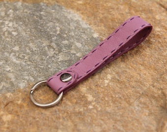 Small leather keychain, 10 cm, lanyard, key holder, nappa