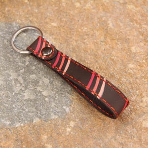 Small leather keychain, 10 cm, colorfully painted, lanyard, key holder