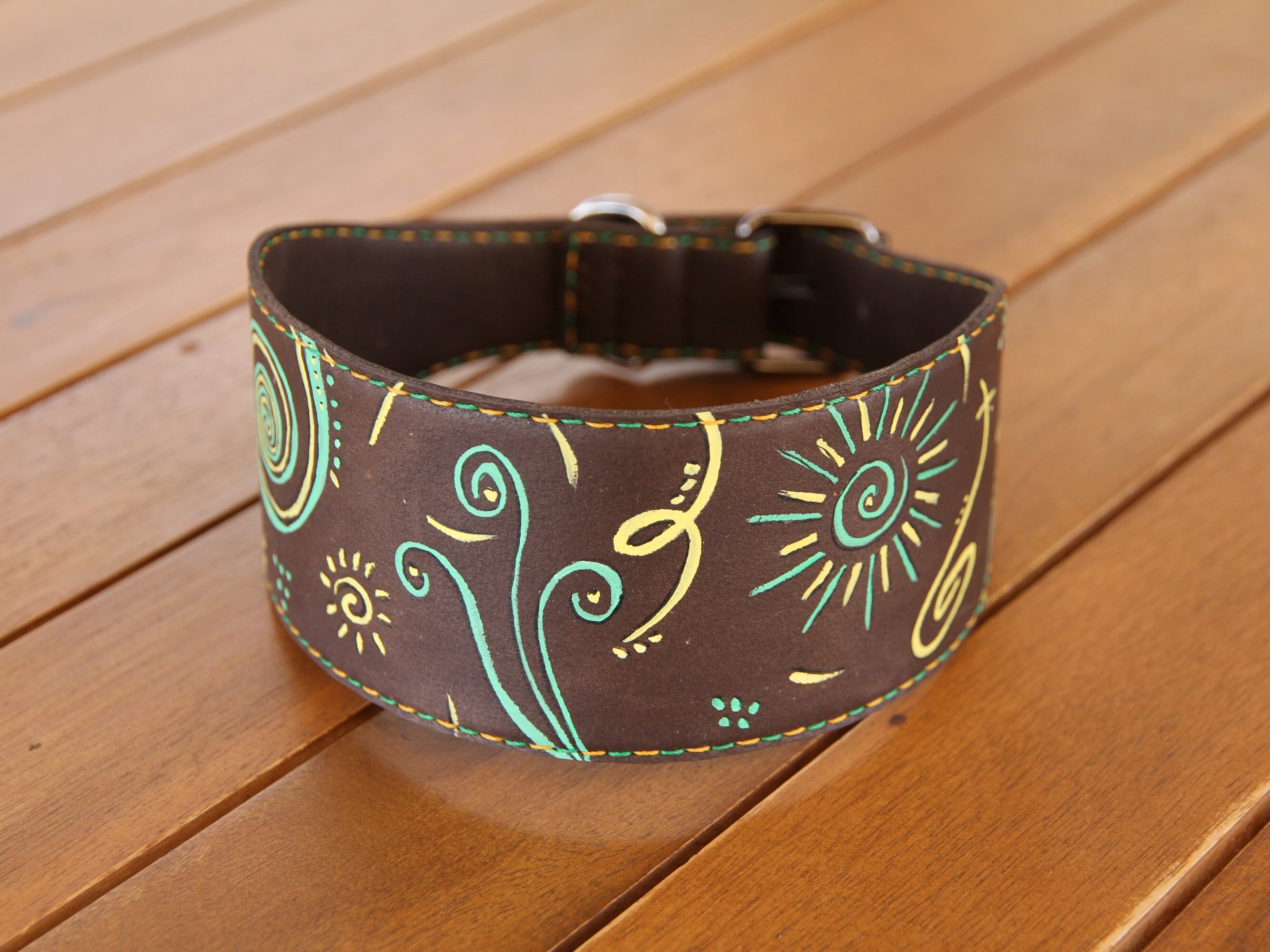 Windhund-Halsband Aus Leder – Schwarz, Verstellbar 26-32 Cm Halsumfang, 50 Mm Breit, Gepolstert