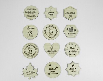 Hochzeit Gunst für Gäste, Personalisiertes Holzmagnet für Gäste, Personalisierte Hochzeit Holzmagnete, Rustikale Hochzeitsbevorzugungen, Kühlschrankmagnet