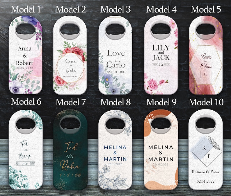 Favor de boda de abridor de botellas magnético personalizado, abridor de botellas grabado personalizado, recuerdo de boda, abridor de botellas magnético a granel, regalo de boda imagen 2