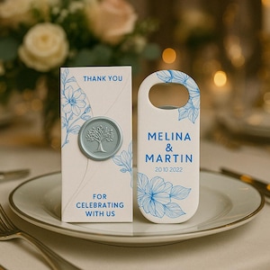 Customizable Wedding Favor with Wax Seals and Box, Personalized Wedding Gift, Magnetic Bottle Opener, Custom Cap Opener, Wedding Gift