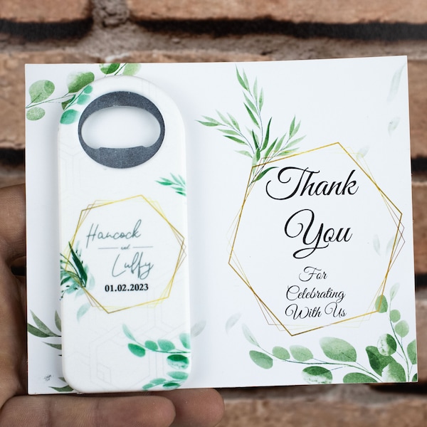 Bottle opener magnet with thank you tag card and jelatin bag, Magnet Opener Favors, Wedding Party Favors for Guests in bulk ,Thank you favor