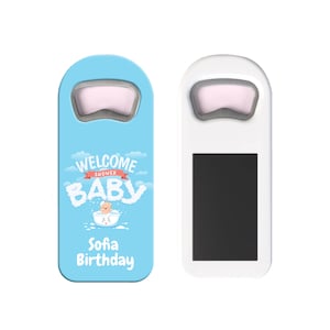 Personalized Boy Baby Shower Bottle Opener Magnet, Personalized Bottle Opener Magnet For Baby Shower Favors or 1st Birthday Gifts