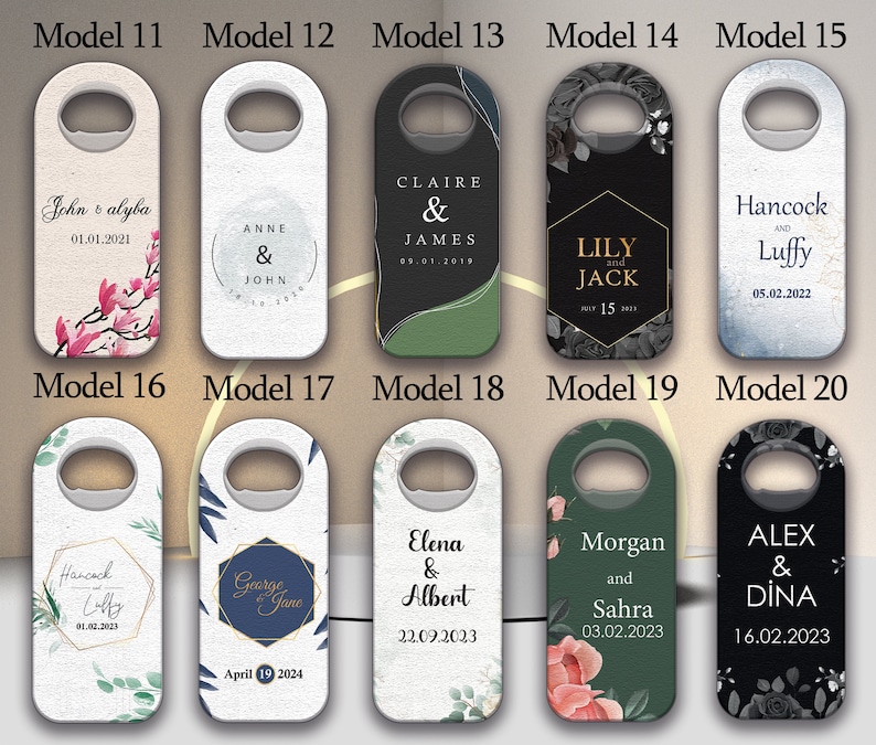 Personalized Magnet Bottle Opener Wedding Favor, Custom Engraved Bottle Opener, Wedding Souvenir, Magnet Bottle Opener in Bulk, Wedding Gift zdjęcie 1