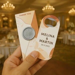 Bomboniera personalizzabile per matrimonio con sigilli di ceralacca e scatola di carta kraft, regalo di matrimonio personalizzato, apribottiglie magnetico, apriscatole personalizzato