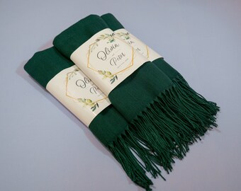 Chales verdes bosque, chal personalizado, chal pashmina a granel, favor de boda personalizable para invitados, chal personalizado, bufanda pashmina