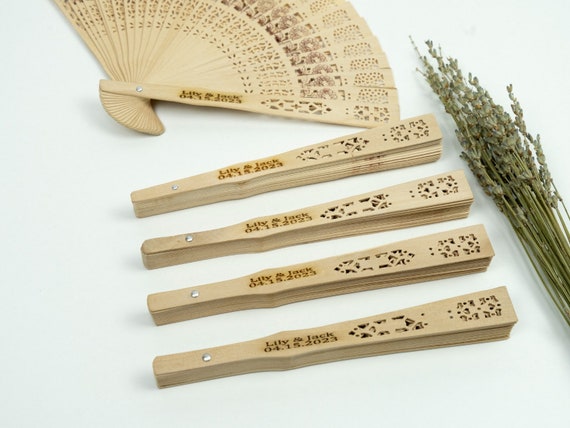 30pcs Sandalwood Foldable Hand Fans, Wedding Fans for Guests Bulk