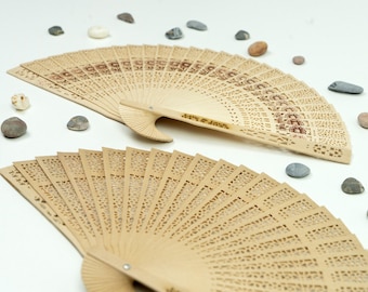 Rustic Sandalwood Fans with Custom Details, Personalized Wedding Fans, Custom Wedding Favors, Fan Party Favors, Bulk Wedding Fans