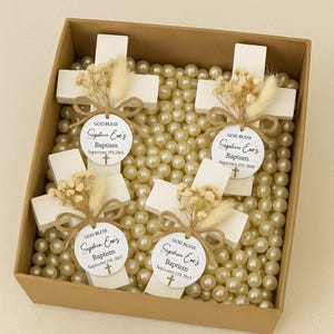 Personalized Baptism Party Magnet Favors, Christening Favor For Guest, Handmade Cross Magnet With Dried Flowers, Mi Bautizo, Communion Favor