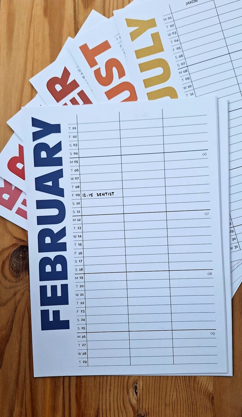 Printable Monthly Calendar 2025 English Etsy