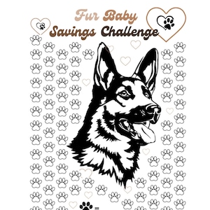 Pet, Fur Baby, German Shepherd Savings Challenge, Printable Savings Goal Tracker, A4 Letter Size