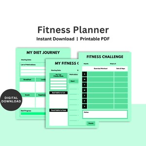 Fitness Printable Template, Minimal Fitness Planner, Workout Tracker, Health Wellness Journal, Fitness Tracker, Printable Workout Routine