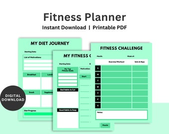 Fitness Printable Template, Minimal Fitness Planner, Workout Tracker, Health Wellness Journal, Fitness Tracker, Printable Workout Routine