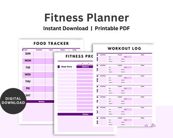 Fitness Printable Template, Minimal Fitness Planner, Workout Tracker, Health Wellness Journal, Fitness Tracker, Printable Workout Routine