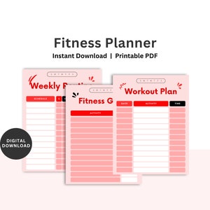 Fitness Printable Template, Minimal Fitness Planner, Workout Tracker, Health Wellness Journal, Fitness Tracker, Printable Workout Routine