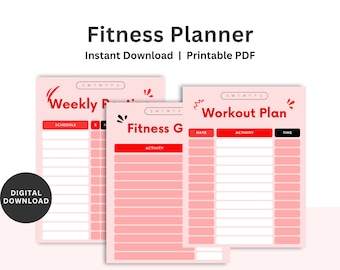 Fitness Printable Template, Minimal Fitness Planner, Workout Tracker, Health Wellness Journal, Fitness Tracker, Printable Workout Routine