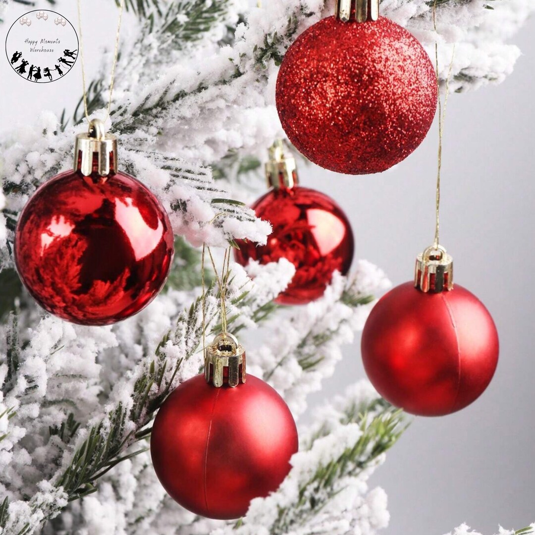 24pcs Red Christmas Ornaments Decoration,round Christmas Ornaments,red