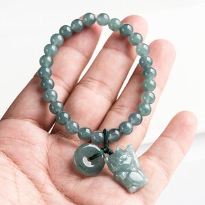Natuurlijke A-kwaliteit jadeblauw water gelukskat veiligheidsgesp armband handgeweven hand touw ijsjade paar ouders kids cadeau