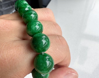Natural jade green beads. Accept personal custom length, 4 sizes for selection