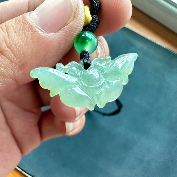 Hand Carved Natural Emerald Butterfly Pendant. Natural Grade A Burmese Jadeite. Small and exquisite.Each pendant is unique