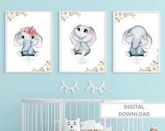 I Love You | Set Of Baby Wall Art | Digital Download | Animal