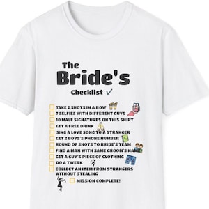 Archivio dell'elenco di verifica della spedizione di soccorso. Camiseta para festa de noiva. Accessorio di spedizione per la solitudine femminile.