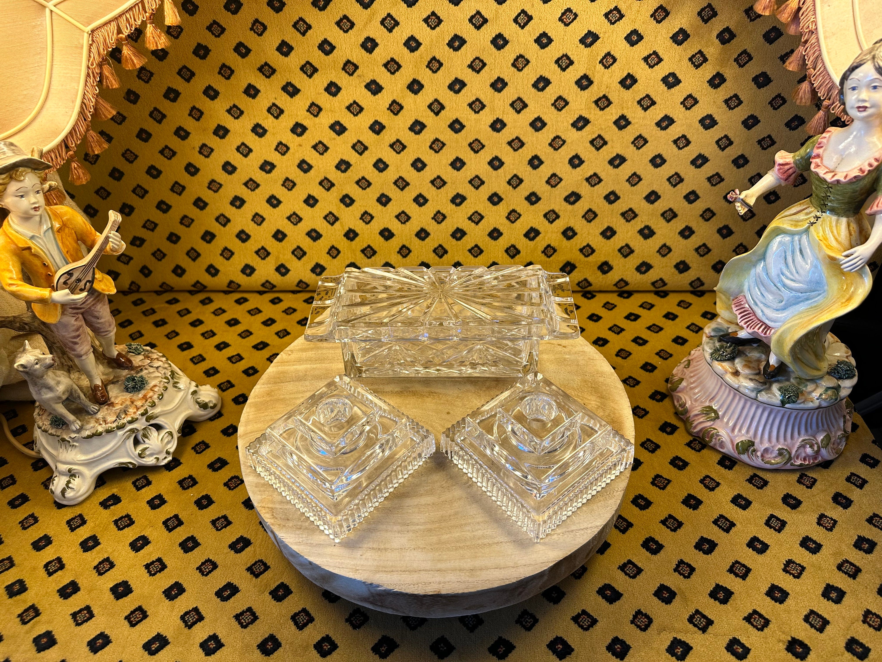 Vintage Shannon Crystal Butter Dish With Candle Holders 1970s Godinger