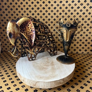 Vintage Metal Elephant Figurine and Candle Holder - Handmade Art with Unique Fire Mask Effect Candle Holder Hand Made Craft Cup