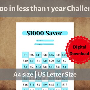 1K Savings Printable Challenge Tracker