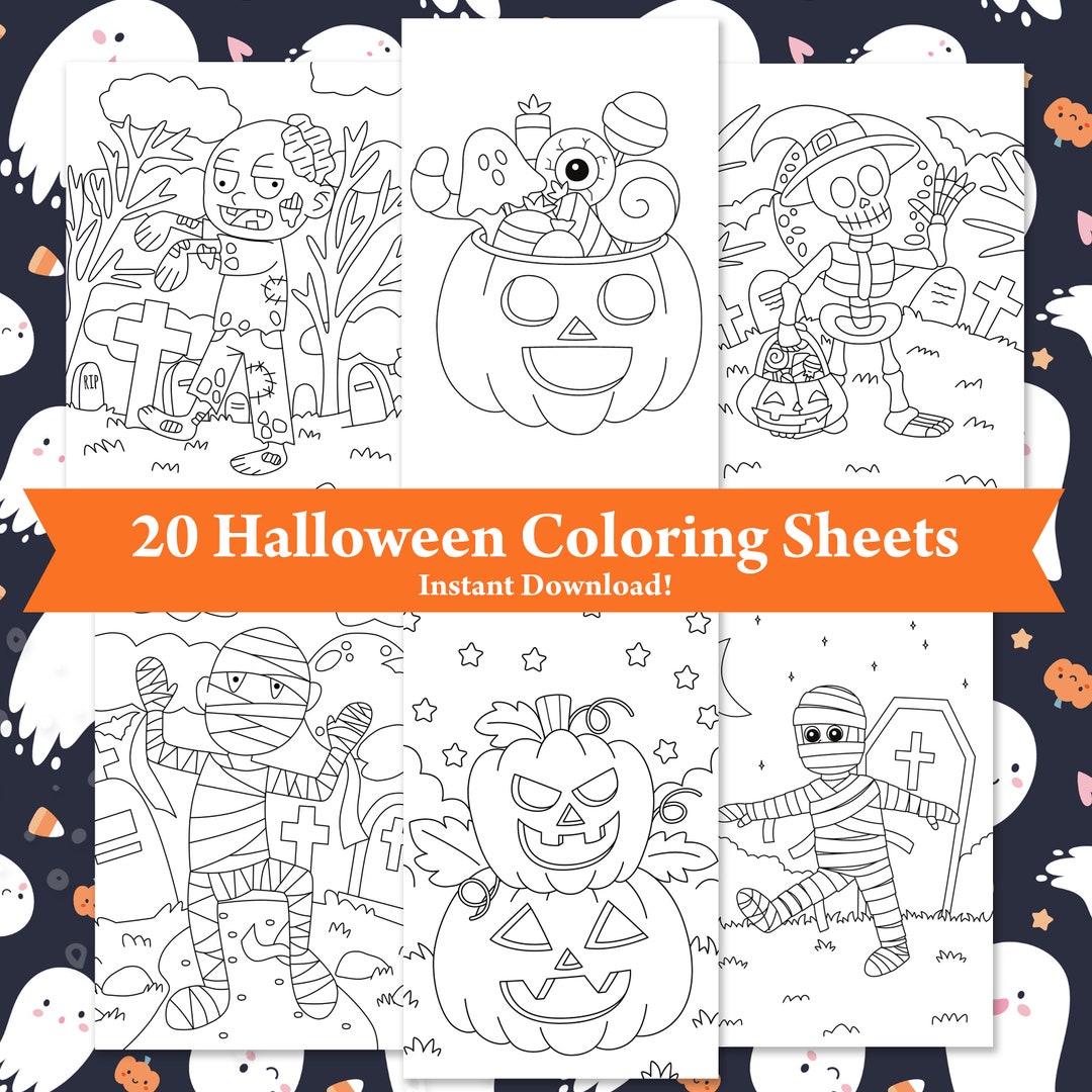 Halloween Coloring Poster Pack Instant Download - Etsy