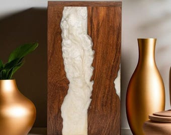 Handmade Rosewood Urn Box: White Resin Inlay, Memorial Keepsake Box