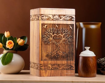 Rosewood Tree of Life Urn Box | Engraved Family Memorial Keepsake