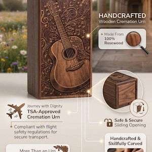 Guitar memorial keepsake box for ashes