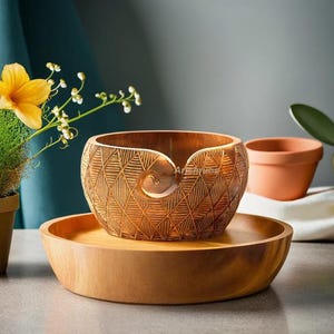Hand-Turned Wooden Yarn Bowl: Knitting Project Container