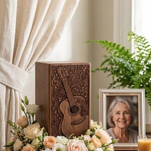 Handmade wood urn for music lover memorial